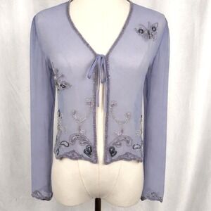 Together Whimsigoth Fairy Grunge Y2K Beaded Sheer Tie Top Butterfly Ethereal M